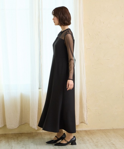 AIMER（エメ）の「チュールフリルビスチェ×ロングスリーブワンピース 2点セットパーティードレス　結婚式　お呼ばれ　ドレス　20代 30代（ドレス・レディース・ブラック/イエロー系その他/モカ・SMALL/MEDIUM）」の22枚目の写真