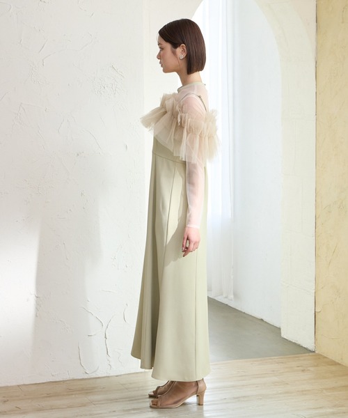 AIMER（エメ）の「チュールフリルビスチェ×ロングスリーブワンピース 2点セットパーティードレス　結婚式　お呼ばれ　ドレス　20代 30代（ドレス・レディース・ブラック/イエロー系その他/モカ・SMALL/MEDIUM）」の11枚目の写真