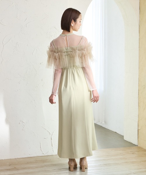 AIMER（エメ）の「チュールフリルビスチェ×ロングスリーブワンピース 2点セットパーティードレス　結婚式　お呼ばれ　ドレス　20代 30代（ドレス・レディース・ブラック/イエロー系その他/モカ・SMALL/MEDIUM）」の12枚目の写真