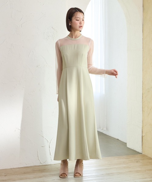 AIMER（エメ）の「チュールフリルビスチェ×ロングスリーブワンピース 2点セットパーティードレス　結婚式　お呼ばれ　ドレス　20代 30代（ドレス・レディース・ブラック/イエロー系その他/モカ・SMALL/MEDIUM）」の15枚目の写真