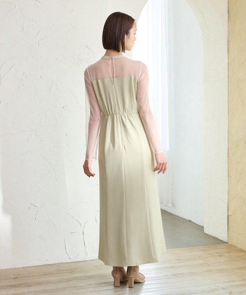 AIMER（エメ）の「チュールフリルビスチェ×ロングスリーブワンピース 2点セットパーティードレス　結婚式　お呼ばれ　ドレス　20代 30代（ドレス・レディース・ブラック/イエロー系その他/モカ・SMALL/MEDIUM）」の16枚目の写真