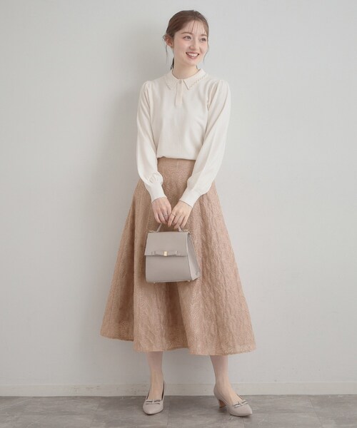 couture brooch(クチュールブローチ)の「【洗える・着映え・通勤】フラワーエンブロスカート(スカート・レディース・アイボリー系3/グレー系3/ピンク系その他・36/38/40/42)」の14枚目の写真