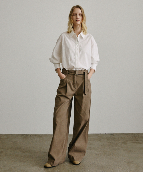 ARTID（アルティーダ）の「ベルト付きツイルコットンパンツ_BEIGE（デニムパンツ・レディース・ベージュ・S/M）」の4枚目の写真