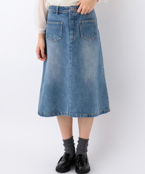 Another Edition（アナザーエディション）の「デニムフレアスカート/AEBFC DNM FLR SK◆（デニムスカート・レディース・ライトブルー/コバルトブルー・MEDIUM/SMALL）」の2枚目の写真