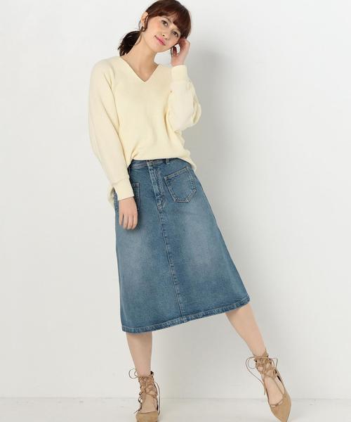 Another Edition（アナザーエディション）の「デニムフレアスカート/AEBFC DNM FLR SK◆（デニムスカート・レディース・ライトブルー/コバルトブルー・MEDIUM/SMALL）」の4枚目の写真