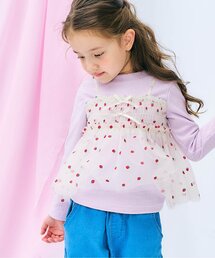 apres les cours | 【リンク】いちご・花柄チュールドッキングトップス_ジュニア対応(Tシャツ/カットソー)