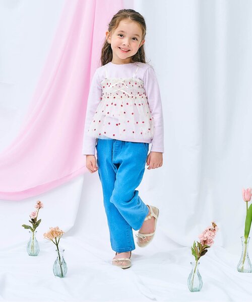 apres les cours（アプレレクール）の「【リンク】いちご・花柄チュールドッキングトップス_ジュニア対応（Tシャツ/カットソー・キッズ・ピンク/イエロー/アイボリー・80/90/100/110/120/130/140）」の13枚目の写真