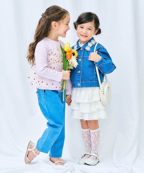 apres les cours（アプレレクール）の「【リンク】いちご・花柄チュールドッキングトップス_ジュニア対応（Tシャツ/カットソー・キッズ・ピンク/イエロー/アイボリー・80/90/100/110/120/130/140）」の17枚目の写真