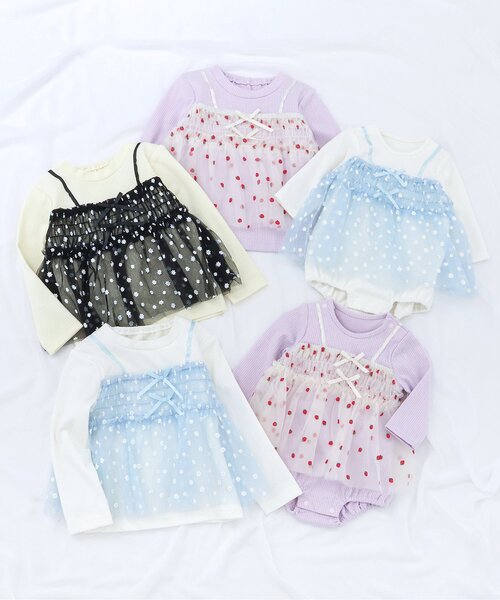 apres les cours（アプレレクール）の「【リンク】いちご・花柄チュールドッキングトップス_ジュニア対応（Tシャツ/カットソー・キッズ・ピンク/イエロー/アイボリー・80/90/100/110/120/130/140）」の22枚目の写真