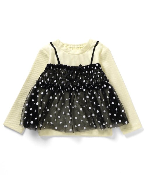 apres les cours（アプレレクール）の「【リンク】いちご・花柄チュールドッキングトップス_ジュニア対応（Tシャツ/カットソー・キッズ・ピンク/イエロー/アイボリー・80/90/100/110/120/130/140）」の6枚目の写真