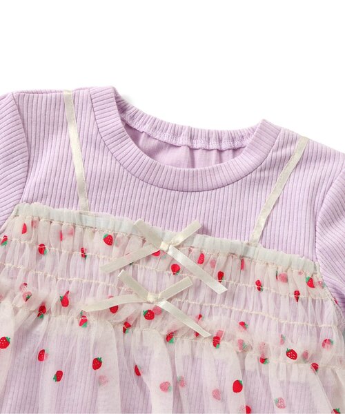 apres les cours（アプレレクール）の「【リンク】いちご・花柄チュールドッキングトップス_ジュニア対応（Tシャツ/カットソー・キッズ・ピンク/イエロー/アイボリー・80/90/100/110/120/130/140）」の9枚目の写真