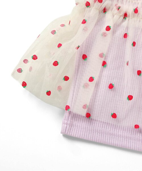 apres les cours（アプレレクール）の「【リンク】いちご・花柄チュールドッキングトップス_ジュニア対応（Tシャツ/カットソー・キッズ・ピンク/イエロー/アイボリー・80/90/100/110/120/130/140）」の10枚目の写真