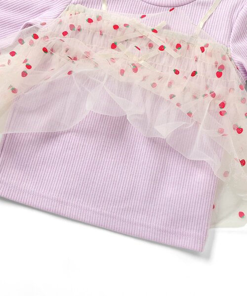 apres les cours（アプレレクール）の「【リンク】いちご・花柄チュールドッキングトップス_ジュニア対応（Tシャツ/カットソー・キッズ・ピンク/イエロー/アイボリー・80/90/100/110/120/130/140）」の11枚目の写真