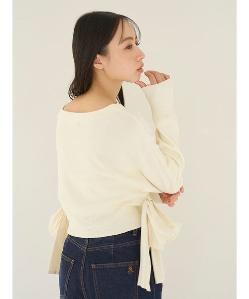 SNIDEL（スナイデル）の「リボンドッキングカーディガン（カーディガン/ボレロ・レディース・アイボリー/レッド/ネイビー・F）」の11枚目の写真