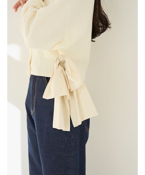 SNIDEL（スナイデル）の「リボンドッキングカーディガン（カーディガン/ボレロ・レディース・アイボリー/レッド/ネイビー・F）」の15枚目の写真