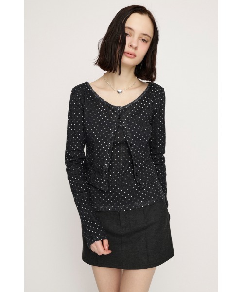SLY(スライ)の「【2026SS新作】S LINE EYELET 2P エスラインアイレットセット 冬服 春服(アンサンブル・レディース・ライトブルー/ブラック系その他2/杢グレー/オフホワイト・FREE)」の7枚目の写真