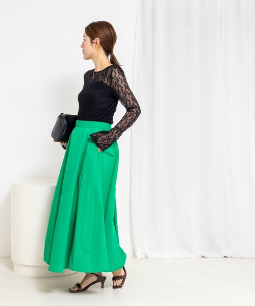 NOLLEY’S（ノーリーズ）の「ウォッシャブル袖フレアレースロンＴ（Tシャツ/カットソー・レディース・ブラック/ホワイト・38）」の4枚目の写真