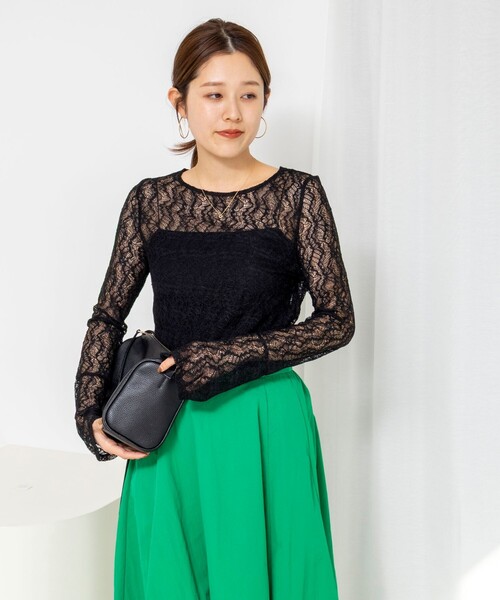 NOLLEY’S（ノーリーズ）の「ウォッシャブル袖フレアレースロンＴ（Tシャツ/カットソー・レディース・ブラック/ホワイト・38）」の6枚目の写真