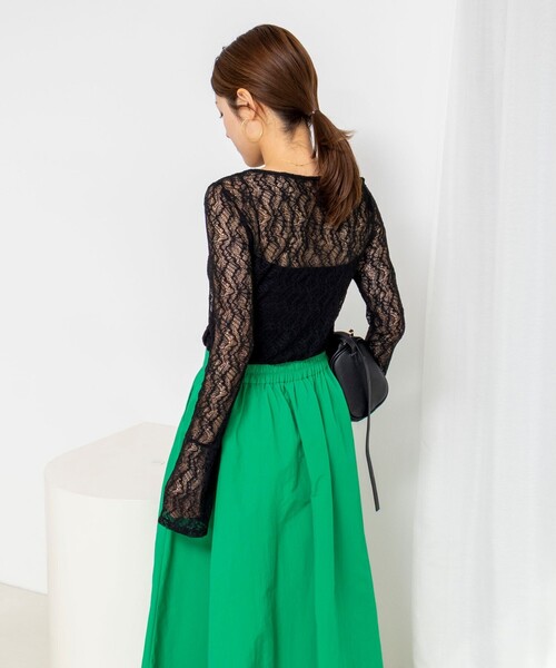 NOLLEY’S（ノーリーズ）の「ウォッシャブル袖フレアレースロンＴ（Tシャツ/カットソー・レディース・ブラック/ホワイト・38）」の7枚目の写真