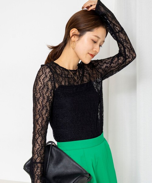 NOLLEY’S（ノーリーズ）の「ウォッシャブル袖フレアレースロンＴ（Tシャツ/カットソー・レディース・ブラック/ホワイト・38）」の8枚目の写真