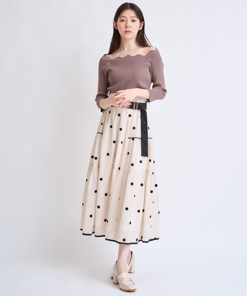NOELA（ノエラ）の「【新色/追加生産】ドット刺繍ティアードスカート（スカート・レディース・ベージュ/モカ/ブラウン・S/M）」の6枚目の写真