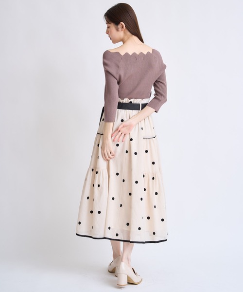 NOELA（ノエラ）の「【新色/追加生産】ドット刺繍ティアードスカート（スカート・レディース・ベージュ/モカ/ブラウン・S/M）」の8枚目の写真