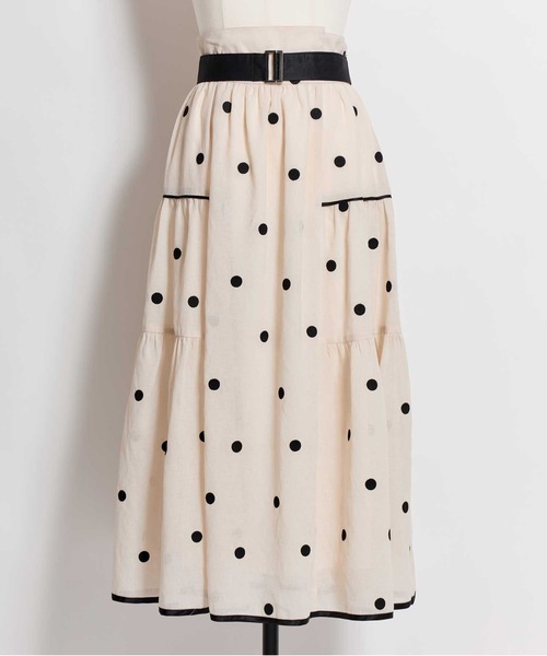 新品　ノエラ　ドット刺繍スカート ノエラ NOELA ドット刺繍フレアスカート （ブラック） -ファッション