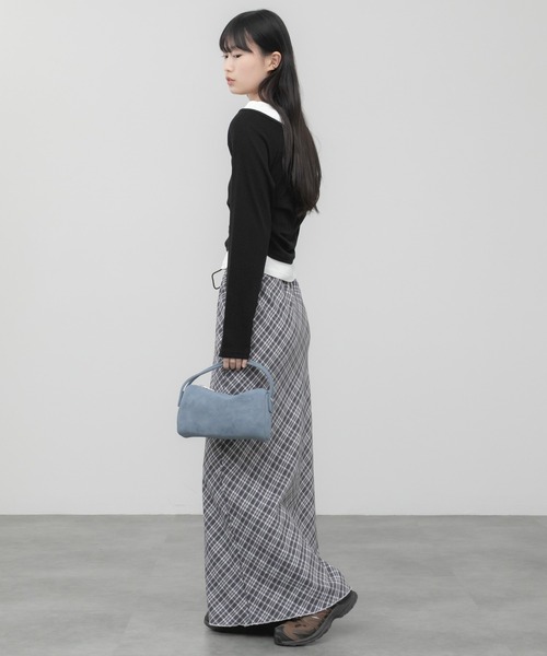 HEILIS(ヘイリス)の「レイヤード風ボートネックカットソー/ グレー ブラック カットソー トップス レイヤード ドッキング 春服 秋服 冬服 長袖 トップス 韓国 ガーリー 無地 カジュアル シンプル ノームコア(Tシャツ/カットソー・レディース・グレー/ブラック・FREE)」の17枚目の写真