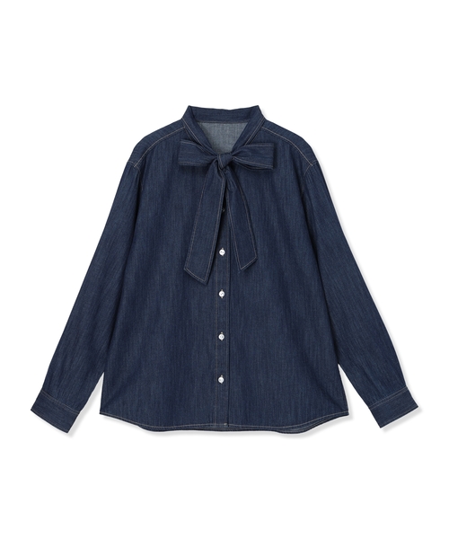 Petit Honfleur(プチオンフルール)の「デニムボウタイブラウス(シャツ/ブラウス・レディース・ブルー/ネイビー・9号/11号/13号)」の12枚目の写真