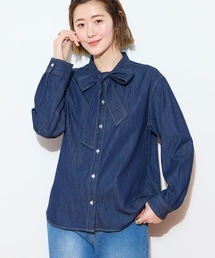 Petit Honfleur（プチオンフルール）の「デニムボウタイブラウス（シャツ/ブラウス）」
