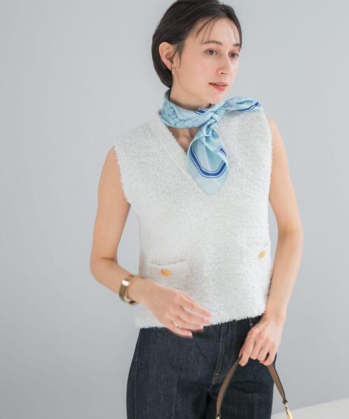 URBAN RESEARCH ROSSO WOMEN(アーバンリサーチ ロッソ)の「ニットツイードVネックベスト(ベスト・レディース・イエロー系その他/ホワイト・FREE)」の3枚目の写真