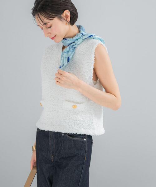 URBAN RESEARCH ROSSO WOMEN(アーバンリサーチ ロッソ)の「ニットツイードVネックベスト(ベスト・レディース・イエロー系その他/ホワイト・FREE)」の4枚目の写真