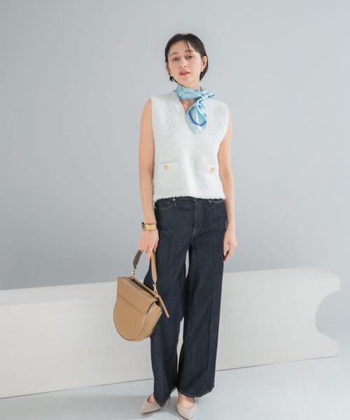 URBAN RESEARCH ROSSO WOMEN(アーバンリサーチ ロッソ)の「ニットツイードVネックベスト(ベスト・レディース・イエロー系その他/ホワイト・FREE)」の5枚目の写真