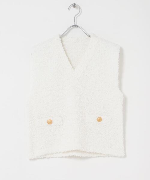 URBAN RESEARCH ROSSO WOMEN(アーバンリサーチ ロッソ)の「ニットツイードVネックベスト(ベスト・レディース・イエロー系その他/ホワイト・FREE)」の7枚目の写真