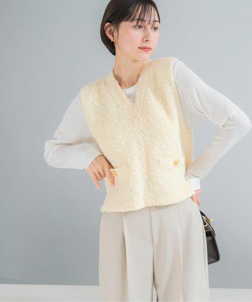URBAN RESEARCH ROSSO WOMEN(アーバンリサーチ ロッソ)の「ニットツイードVネックベスト(ベスト・レディース・イエロー系その他/ホワイト・FREE)」の11枚目の写真