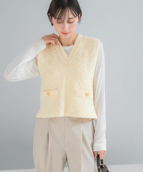 URBAN RESEARCH ROSSO WOMEN(アーバンリサーチ ロッソ)の「ニットツイードVネックベスト(ベスト・レディース・イエロー系その他/ホワイト・FREE)」の12枚目の写真