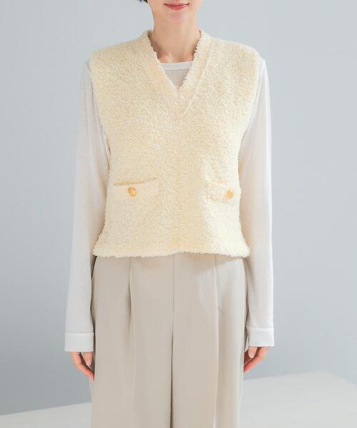 URBAN RESEARCH ROSSO WOMEN(アーバンリサーチ ロッソ)の「ニットツイードVネックベスト(ベスト・レディース・イエロー系その他/ホワイト・FREE)」の15枚目の写真