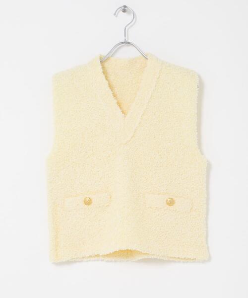 URBAN RESEARCH ROSSO WOMEN(アーバンリサーチ ロッソ)の「ニットツイードVネックベスト(ベスト・レディース・イエロー系その他/ホワイト・FREE)」の18枚目の写真