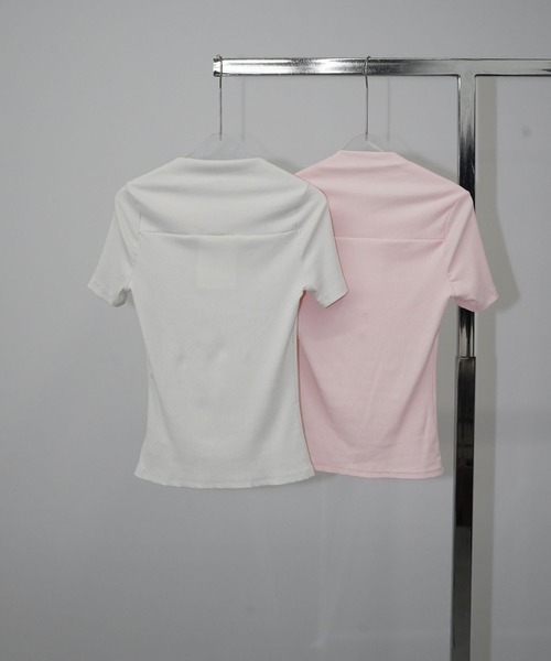 chuclla(チュクラ)の「ネックラインデザイントップス chw26s091(Tシャツ/カットソー・レディース・ピンク/ホワイト・FREE)」の12枚目の写真