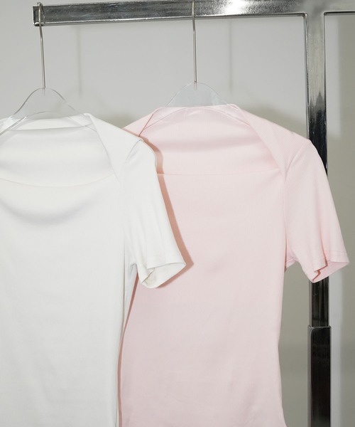 chuclla(チュクラ)の「ネックラインデザイントップス chw26s091(Tシャツ/カットソー・レディース・ピンク/ホワイト・FREE)」の13枚目の写真
