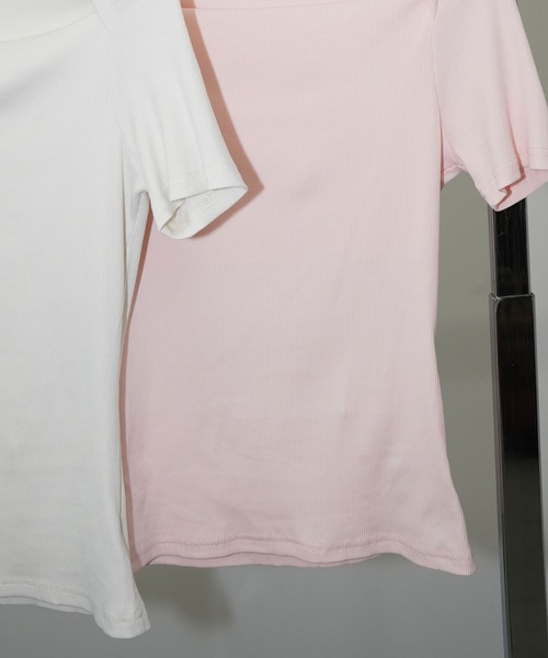 chuclla(チュクラ)の「ネックラインデザイントップス chw26s091(Tシャツ/カットソー・レディース・ピンク/ホワイト・FREE)」の14枚目の写真