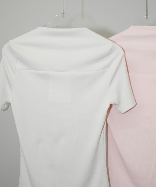 chuclla(チュクラ)の「ネックラインデザイントップス chw26s091(Tシャツ/カットソー・レディース・ピンク/ホワイト・FREE)」の15枚目の写真