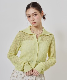 atmos pink See-Through Knit Cardigan / アトモスピンク シースルー ニット カーディガン