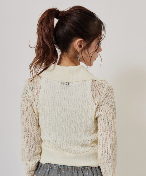 atmos pink(アトモスピンク)の「atmos pink See-Through Knit Cardigan / アトモスピンク シースルー ニット カーディガン(ニット/セーター・レディース・イエロー/ホワイト/ブラック・FREE)」の10枚目の写真