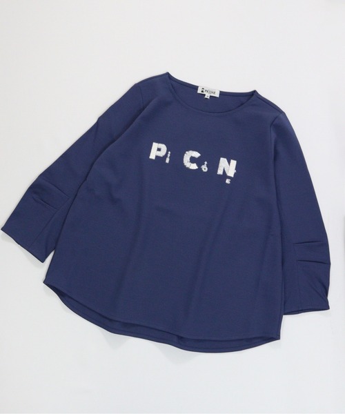 STUDIO PICONE(スタジオピッコーネ)の「UV冷感タック袖プルオーバー(Tシャツ/カットソー・レディース・ネイビー/ホワイト/ライトオレンジ系・LL/L/M)」の3枚目の写真
