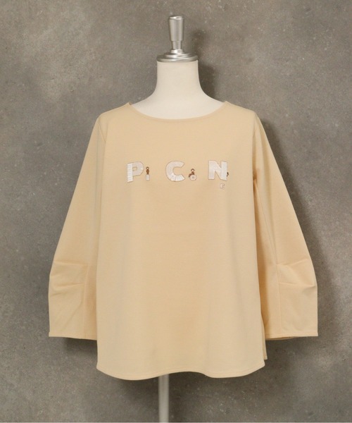 STUDIO PICONE(スタジオピッコーネ)の「UV冷感タック袖プルオーバー(Tシャツ/カットソー・レディース・ネイビー/ホワイト/ライトオレンジ系・LL/L/M)」の4枚目の写真