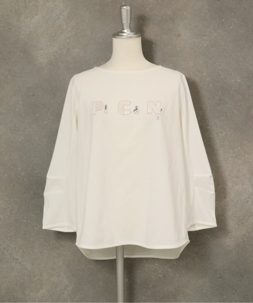 STUDIO PICONE(スタジオピッコーネ)の「UV冷感タック袖プルオーバー(Tシャツ/カットソー・レディース・ネイビー/ホワイト/ライトオレンジ系・LL/L/M)」の9枚目の写真