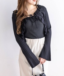 clear | フリルニットカーディガン [カジュアル 着回し抜群 大人]≪新作≫(カーディガン/ボレロ)