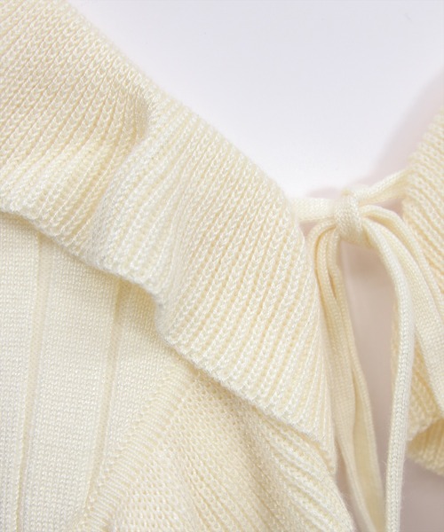 clear（クリア）の「フリルニットカーディガン [カジュアル 着回し抜群 大人]≪新作≫（カーディガン/ボレロ・レディース・サックスブルー/レッド/杢グレー/ブラック/アイボリー・F）」の12枚目の写真