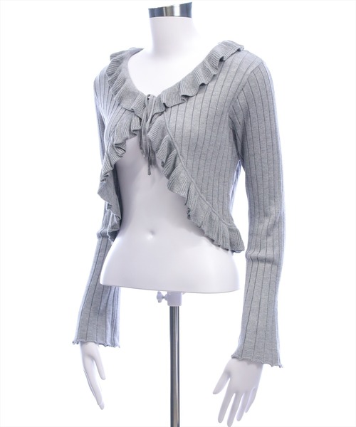 clear（クリア）の「フリルニットカーディガン [カジュアル 着回し抜群 大人]≪新作≫（カーディガン/ボレロ・レディース・サックスブルー/レッド/杢グレー/ブラック/アイボリー・F）」の14枚目の写真